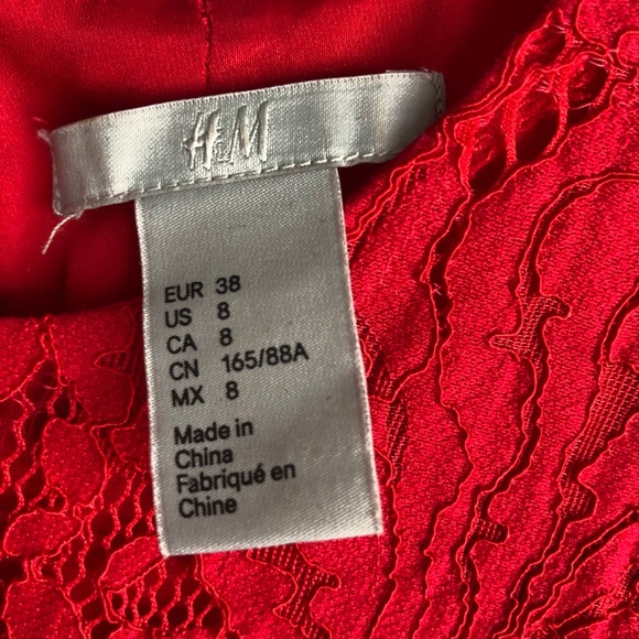 H&M Red Lace Mermaid Midi Sleeveless Dress - Picture 3 of 7